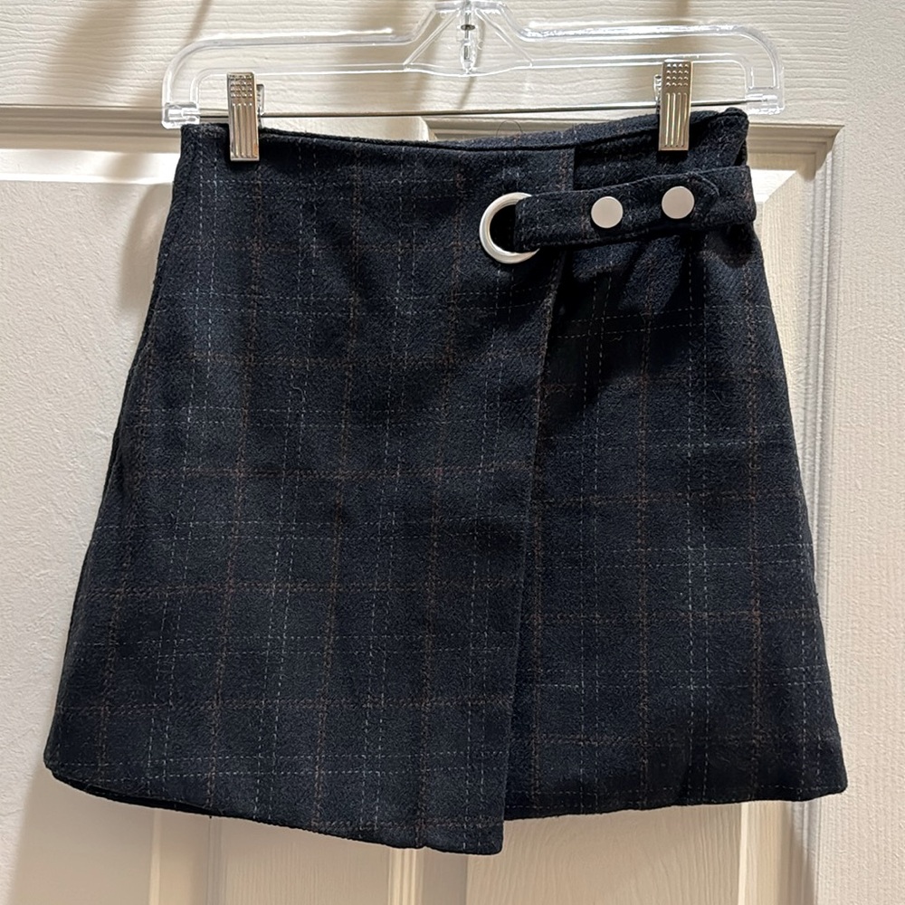 Black Plaid Mini Skirt